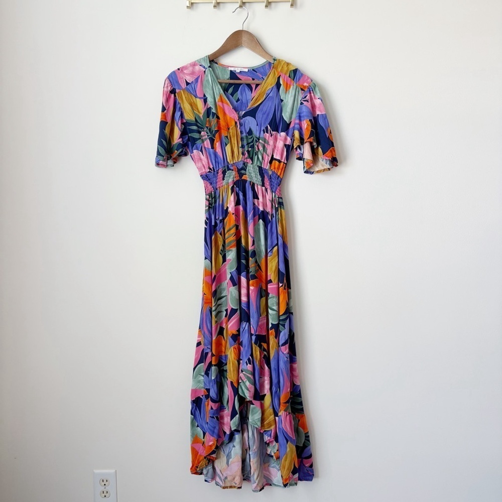 Abel the Label Santa Cruz Midi Floral Print Dress Medium Summer Boho
